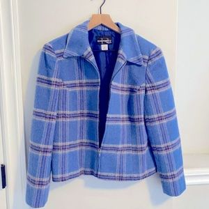 Vintage Requirements Blue Plaid Zip Up Blazer 12P